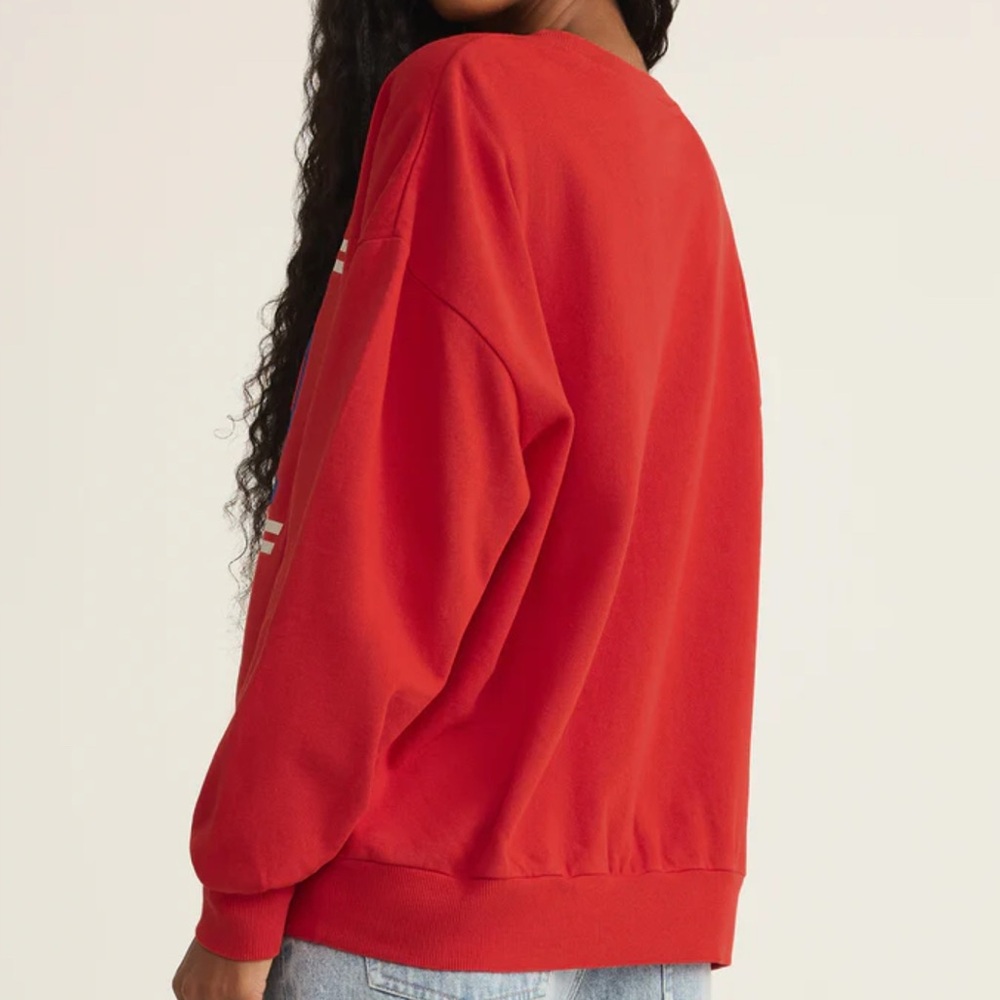 Z Supply USA Sunday Sweatshirt - Cabana Red - Picture 5 of 6